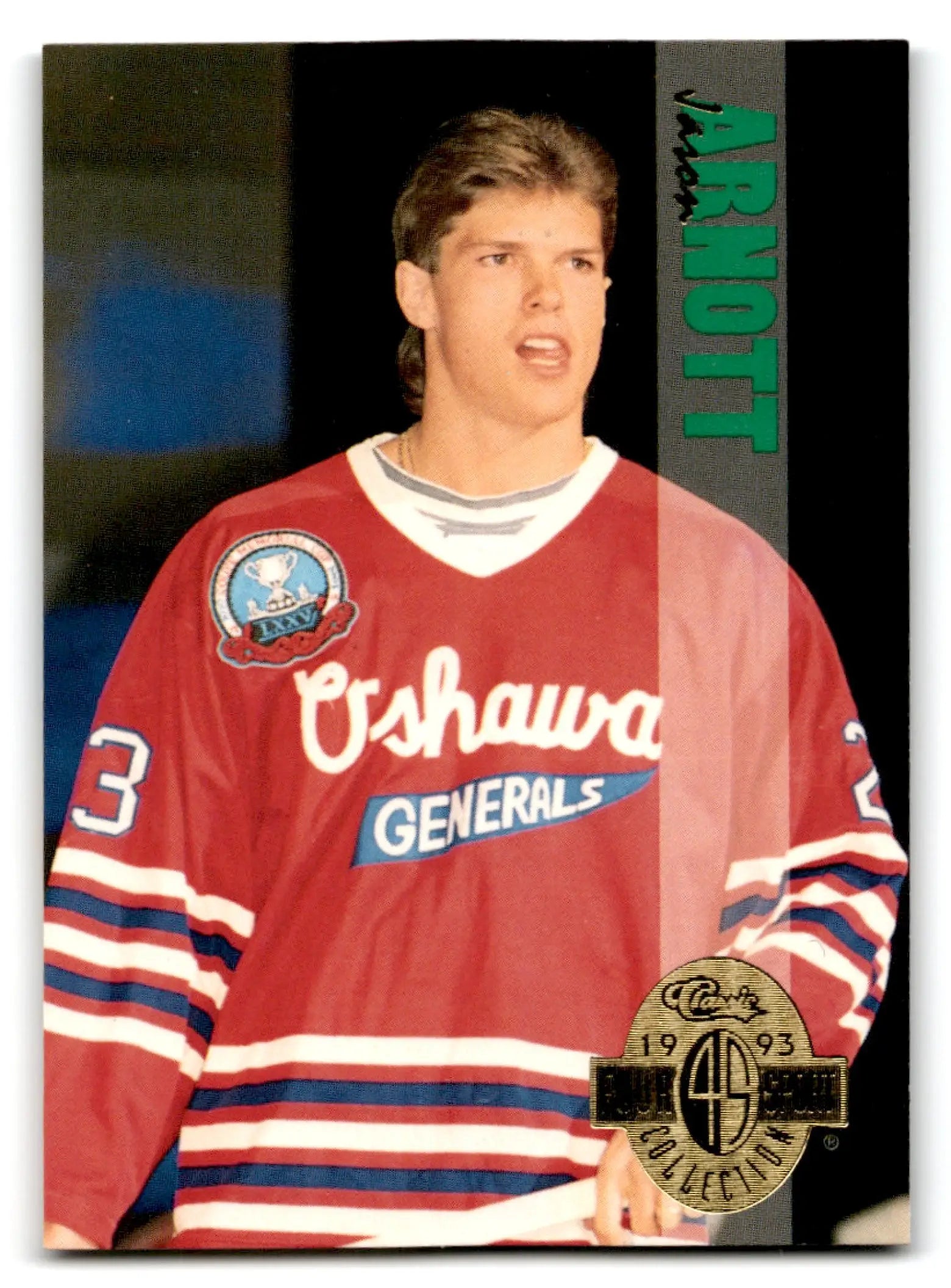 Red classic hockey draft jersey with number 3, inspired by Draft Jason Arnott #7