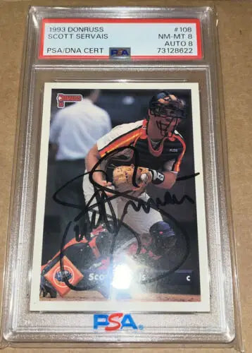Graded and autographed Donruss Scott Servais signed baseball card for collectors