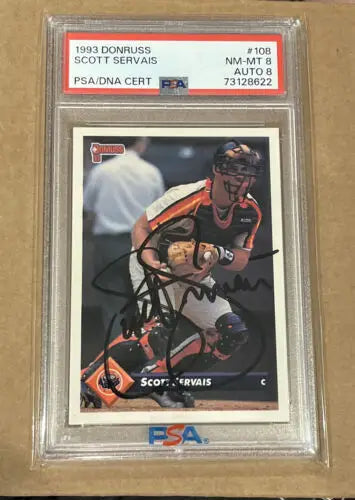 Graded 1993 Donruss Scott Servais signed baseball card with PSA/DNA certification