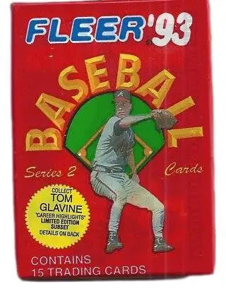 1993 Fleer Baseball Wax Pack Series 2 featuring baseball cards with a pitcher in mid-throw