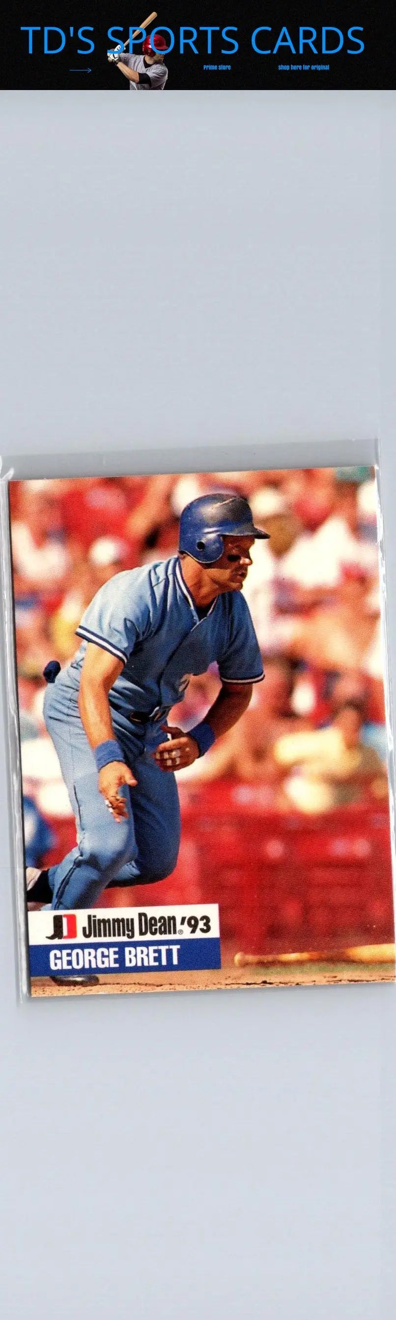 George Brett baseball card from 1993 Jimmy Dean series showcasing collectible memorabilia