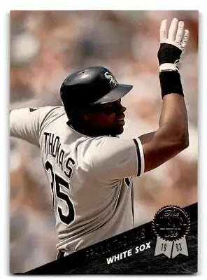 Frank Thomas baseball card 1993 Leaf #195b featuring Franklin removed from batting glove
