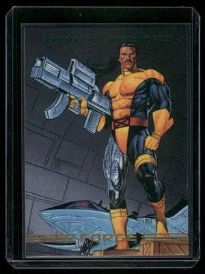 Marvel Forge comic trading card featuring male superhero with large gun 1993 Marvel Forge #129