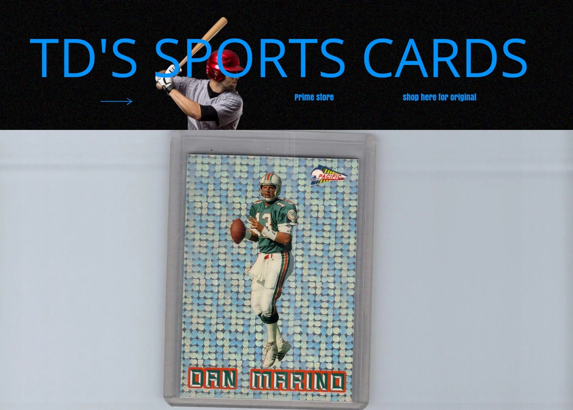 Framed Dan Marino football card from 1993 Pacific Prisms series displayed in product
