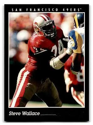Steve Wallace trading card depicting a San Francisco 49ers player in red uniform