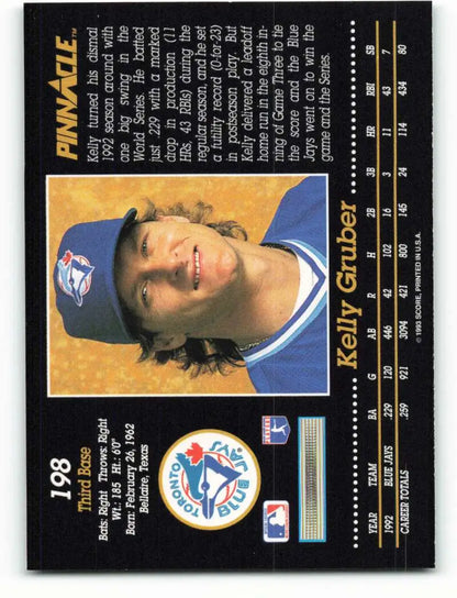 1993 Pinnacle #198 Kelly Gruber Toronto Blue Jays Baseball Card NM-MT condition
