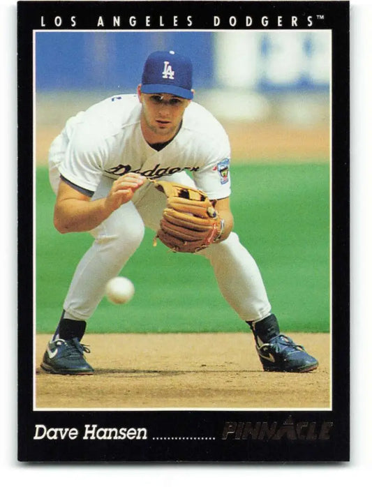 Dave Hansen fielding for the Los Angeles Dodgers in a 1993 baseball card image