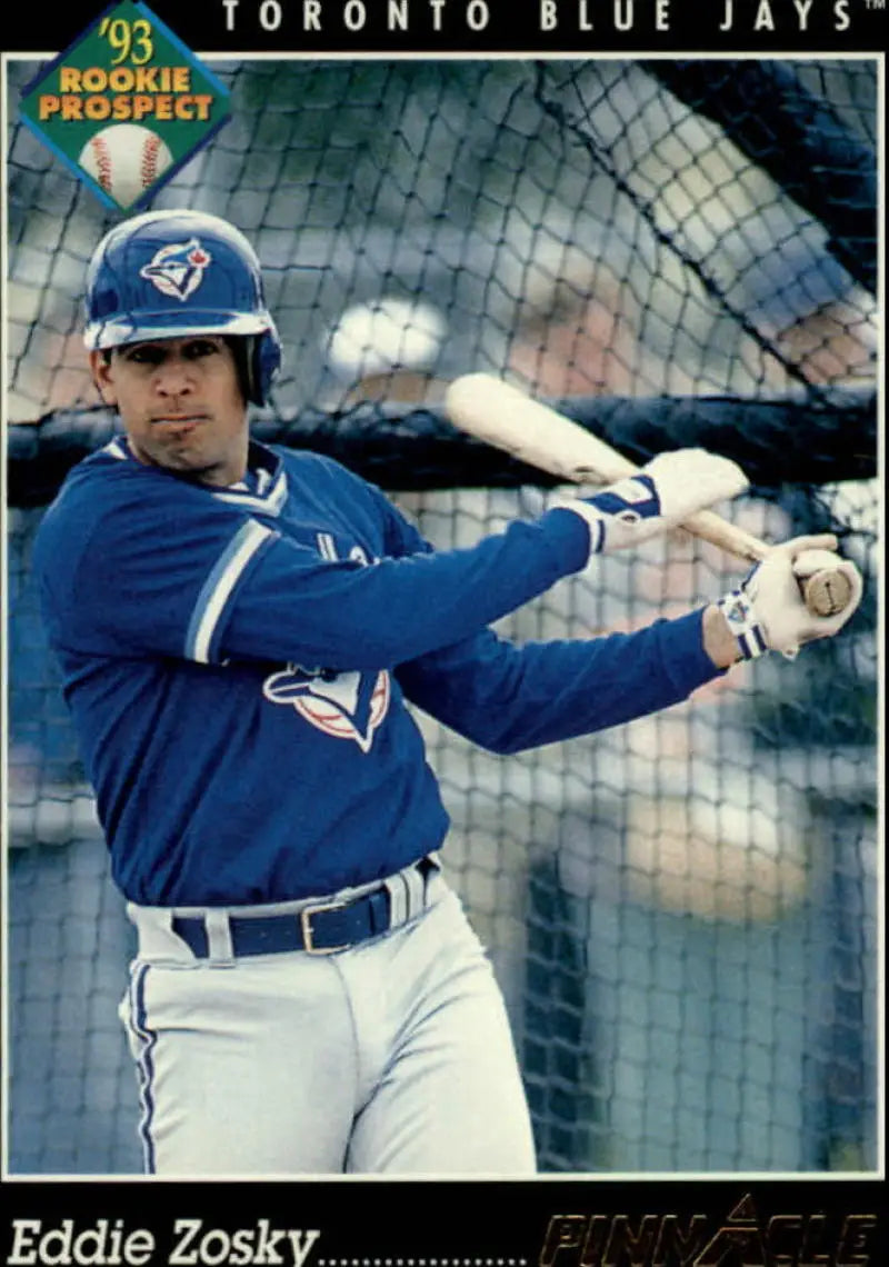 1993 Pinnacle Eddie Zosky baseball card featuring a Toronto Blue Jays player in batting stance