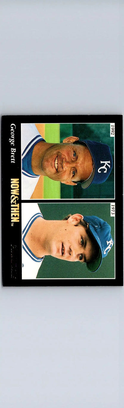 Baseball card featuring two images of George Brett from 1993 Pinnacle #294