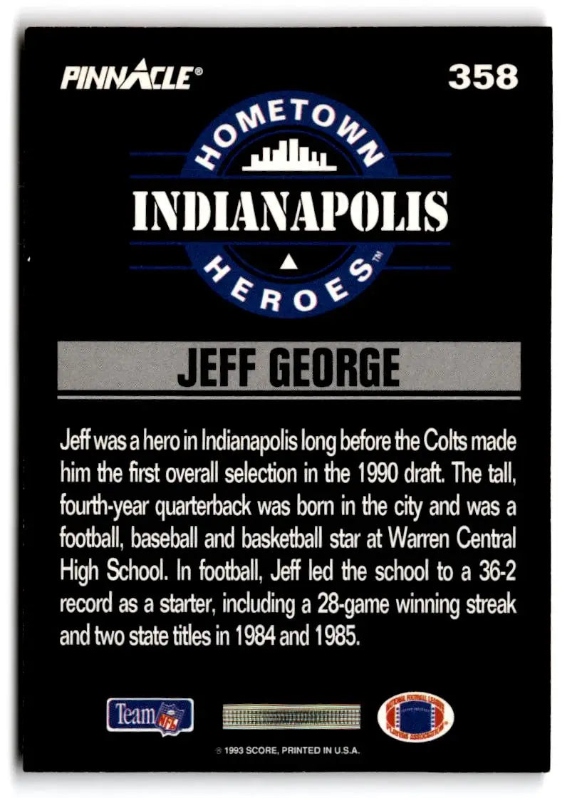 1993 Pinnacle #358 Jeff George - Trading Card