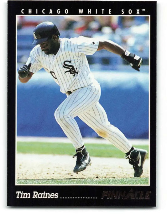 Tim Raines running on the field in Chicago White Sox pinstriped uniform