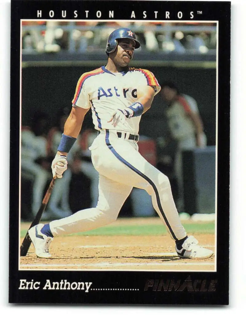 Eric Anthony swinging a bat in Houston Astros uniform on baseball card