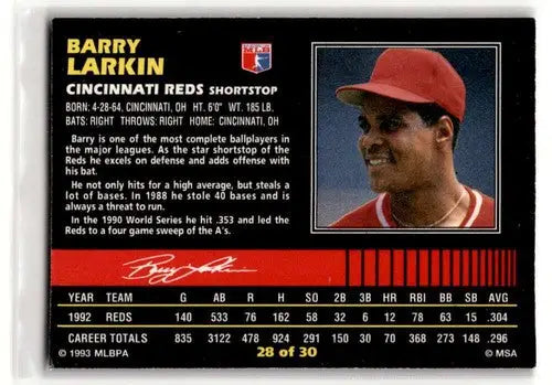 1993 Post Cereal #28 Barry Larkin Cincinnati Reds Baseball Cards ID:52656 - Baseball Cards