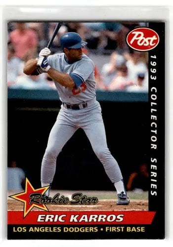 1993 Post Cereal #6 Eric Karros Los Angeles Dodgers Baseball Cards ID:52661 - Baseball Cards
