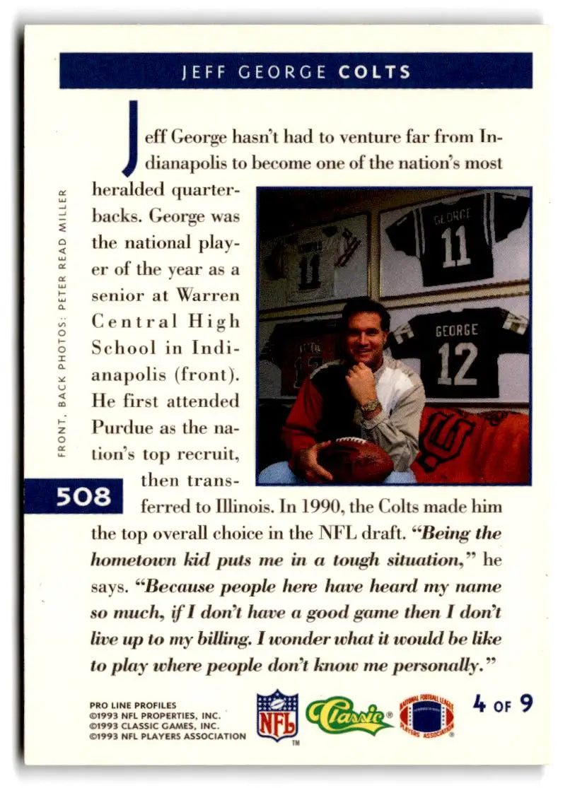 1993 Pro Line Profiles #508 Jeff George - Trading Cards