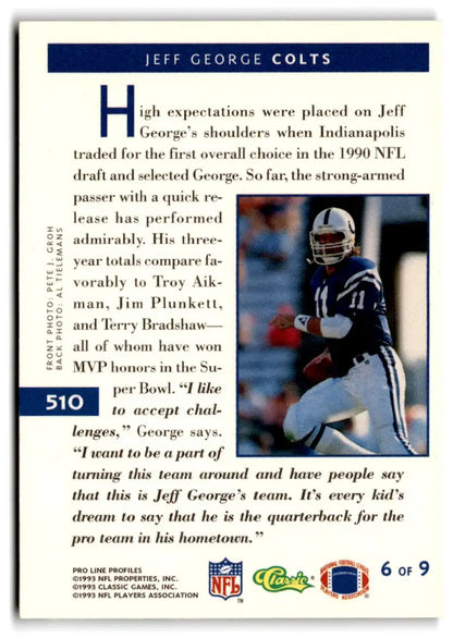 1993 Pro Line Profiles #510 Jeff George - Trading Card