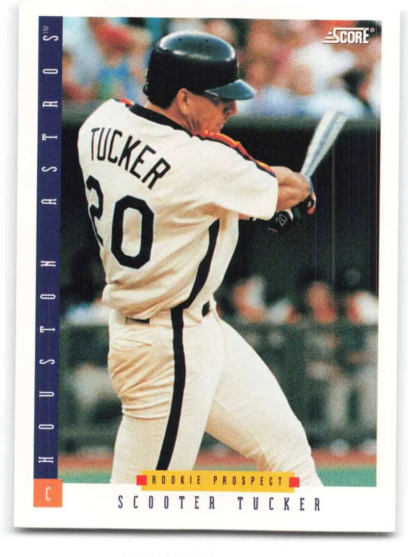 Baseball card of Scooter Tucker batting in Houston Astros jersey number 20