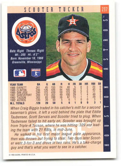 Houston Astros Baseball Card of Scooter Tucker featuring rainbow striped jersey design