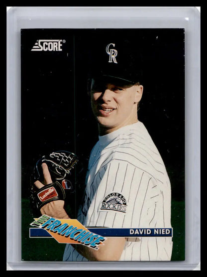 David Nied NM-MT Colorado Rockies Baseball Card featuring pitcher in pinstriped uniform