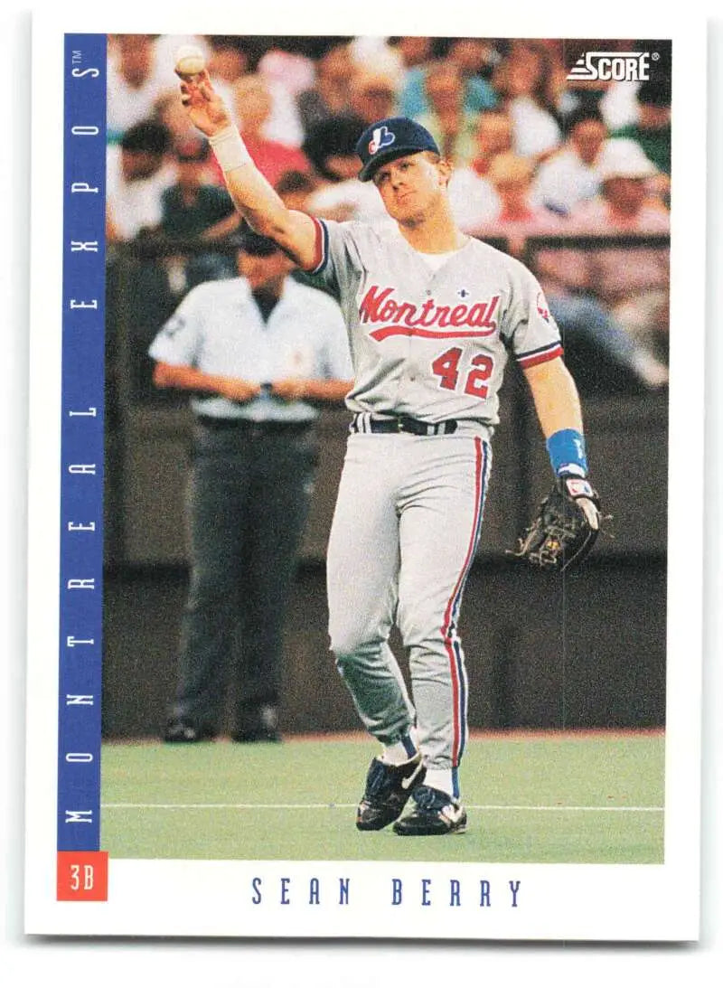 Sean Berry baseball card featuring Montreal Expos jersey number 42 in great condition