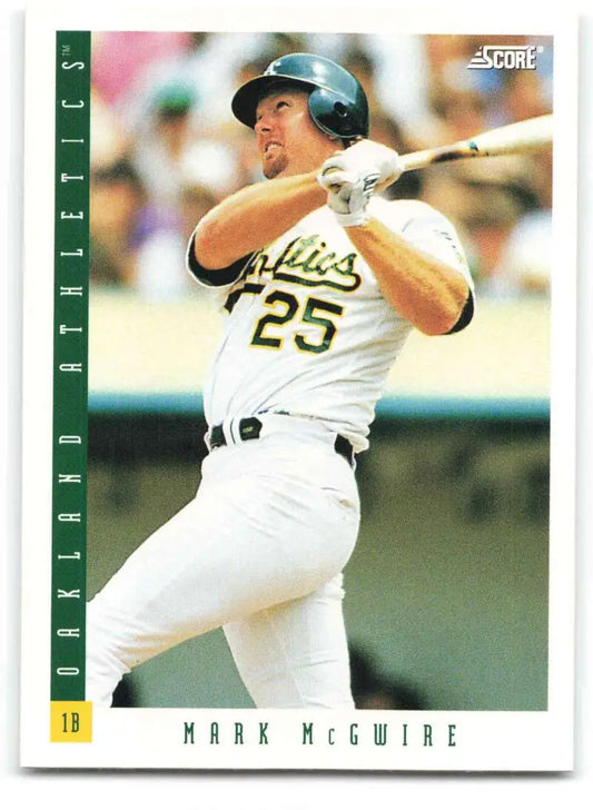 Mark McGwire Oakland Athletics Baseball Card 1993 Score #557 in batting stance