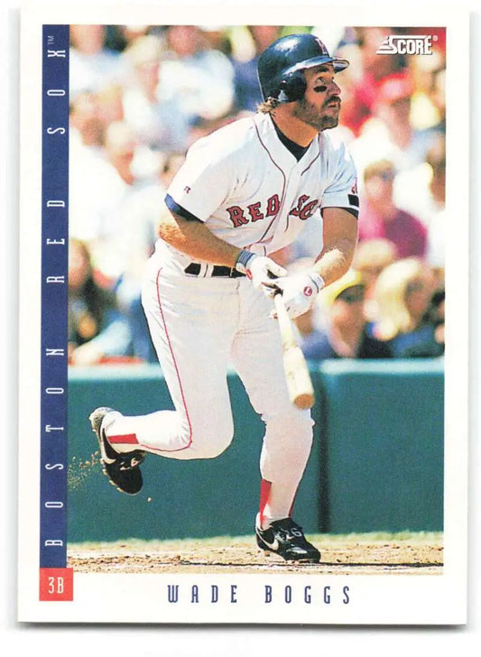 Baseball card of Wade Boggs in white uniform for Boston Red Sox collectors