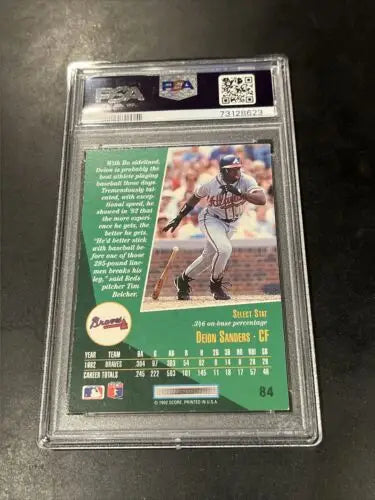 Graded 1993 Select Deion Sanders Autograph Atlanta Braves PSA/DNA 6 Certified card