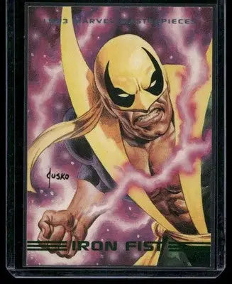 Vintage SkyBox Marvel Masterpieces Iron Fist trading card from 1993 SkyBox Marvel Masterpieces