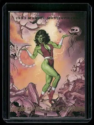 1993 SkyBox Marvel Masterpieces She-Hulk trading card from Marvel Masterpieces series