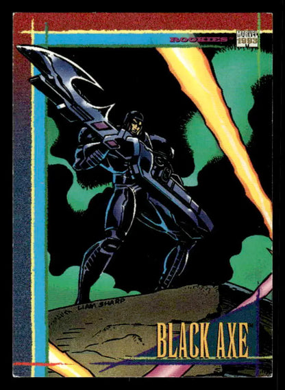 Collectible trading card featuring Black Axe from SkyBox Marvel Universe 1993