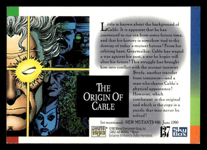 Collectible Marvel Universe trading card SkyBox Marvel Universe The Origin of Cable