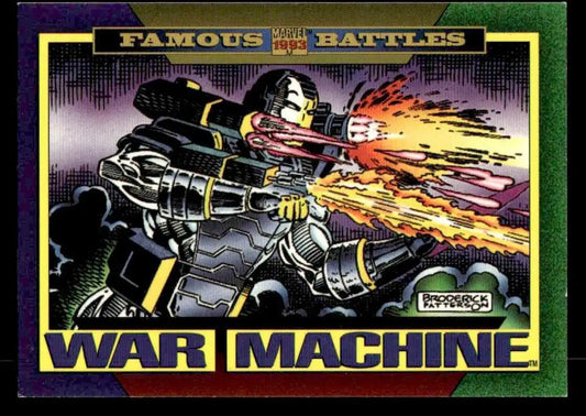 War Machine trading card from 1993 SkyBox Marvel Universe featuring Iron Man