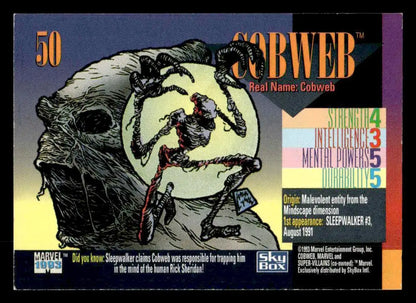 Marvel Universe trading card featuring Cobweb from SkyBox Marvel Universe 1993 SkyBox Marvel