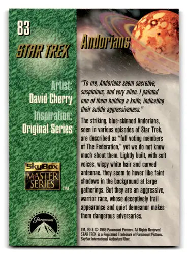 Original gloss Skybox Star Trek Master Series Andorians trading card from 1993