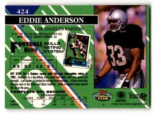 1993 Stadium Club #424 Eddie Anderson Los Angeles Raiders football card original gloss