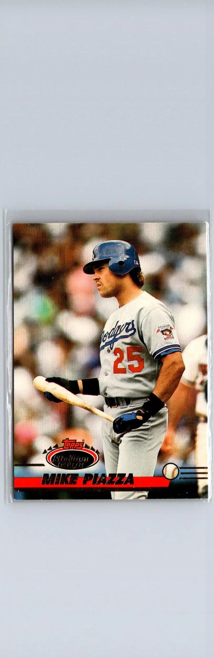 Mike Piazza baseball card from 1993 Stadium Club First Day Production display
