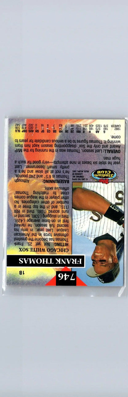 Baseball trading card featuring Frank Thomas from 1993 Stadium Club Members Only series