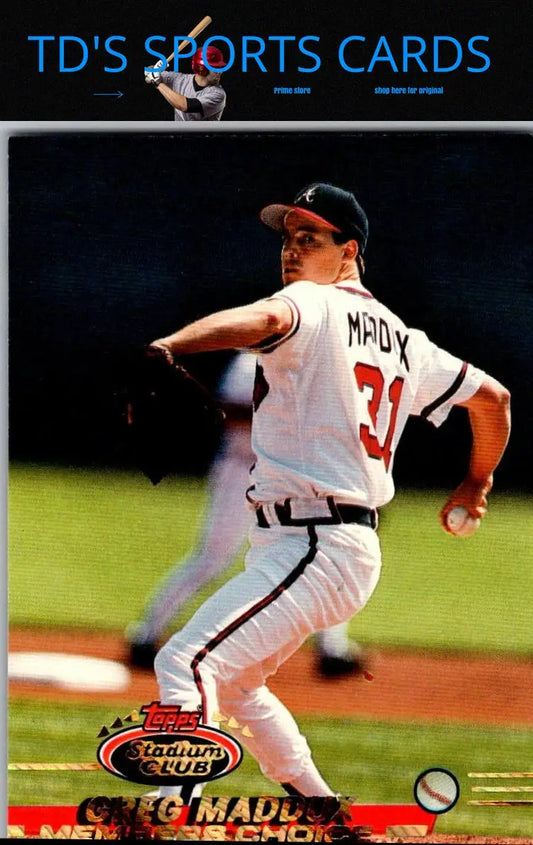 Baseball card of Greg Maddux from 1993 Stadium Club 750b Greg Maddux Members Only