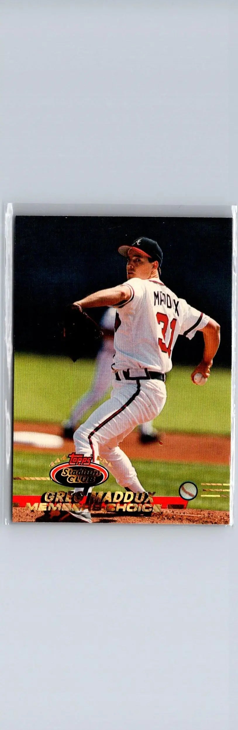 Baseball trading card featuring Greg Maddux 750b Greg Maddux Members Only 1993 Stadium Club