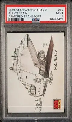 Star Wars Galaxy trading card featuring All-Terrain Armored Transport sketch PSA 9