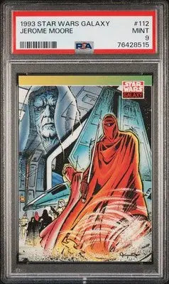 Graded 1993 Star Wars Galaxy trading card featuring Emperor Palpatine and Royal Guard