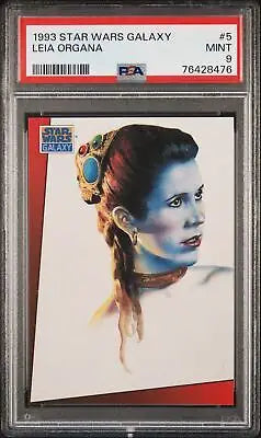Graded Leia Organa trading card from 1993 Star Wars Galaxy PSA 9 collectible