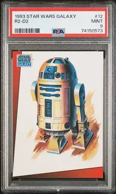 PSA-graded 1993 Star Wars Galaxy R2-D2 trading card Mint 9 display