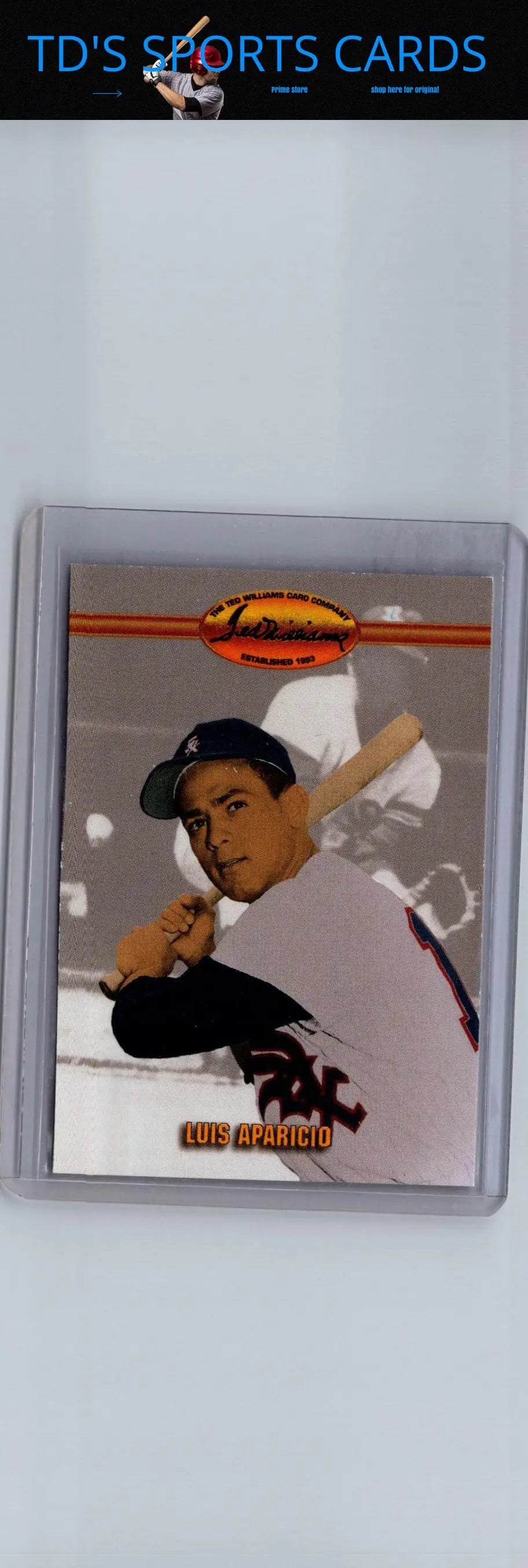 Vintage 1993 Ted Williams Luis Aparicio baseball card in collectible sports memorabilia
