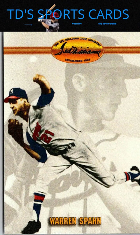 Warren Spahn baseball card from 1993 Ted Williams #48 collection showing legendary pitcher