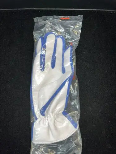 White and blue Texas Rangers batting glove in plastic packaging for State Fair fans