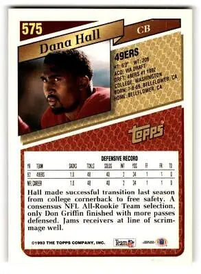 Dana Hall 1993 Topps #575 trading card showcasing the football player in action