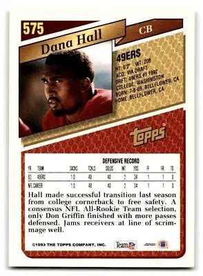 1993 Topps #575 Dana Hall trading card, a collectible item for baseball card fans