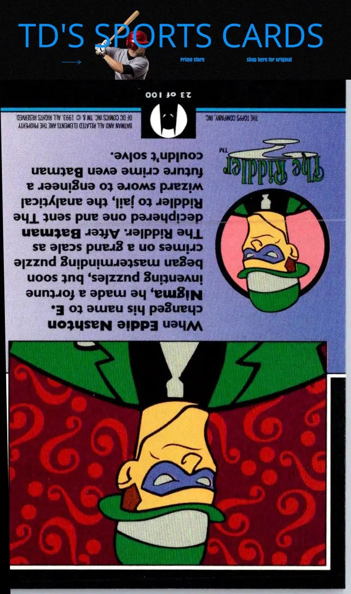Riddler trading card from 1993 Topps Batman The Animated Series collection