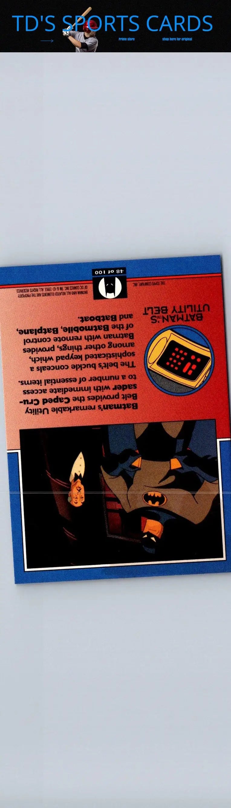 Batman trading card featuring Batman’s Utility Belt from 1993 Topps Batman series